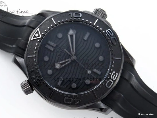 0405 Seamaster 300m 43.5mm Black Ceramic S+F 1:1 Best Edition Black Dial on Black Rubber Strap A WrinkleFree 7731